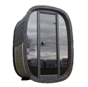 Dice Booth Buitensauna – Compact Design met Full Glass Front - Finesse Wellness BV