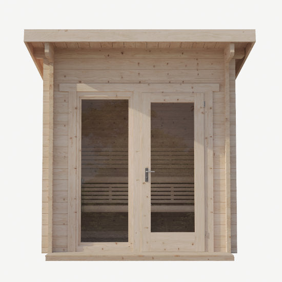 Svelvik Log Sauna: Compacte Finse Sauna met Panoramavenster - Finesse Wellness BV