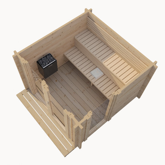 Svelvik Log Sauna: Compacte Finse Sauna met Panoramavenster - Finesse Wellness BV