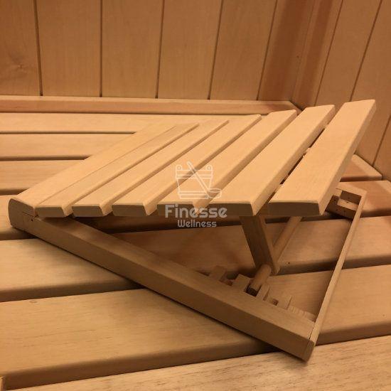 Luxe, in hoogte verstelbare saunahoofdsteun van Abachi hout - Finesse Wellness BV