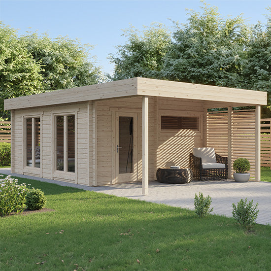 Alta XL Log Sauna: Finse Sauna met Overkapping - Finesse Wellness BV