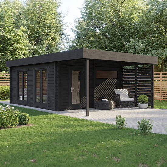 Alta XL Log Sauna: Finse Sauna met Overkapping - Finesse Wellness BV